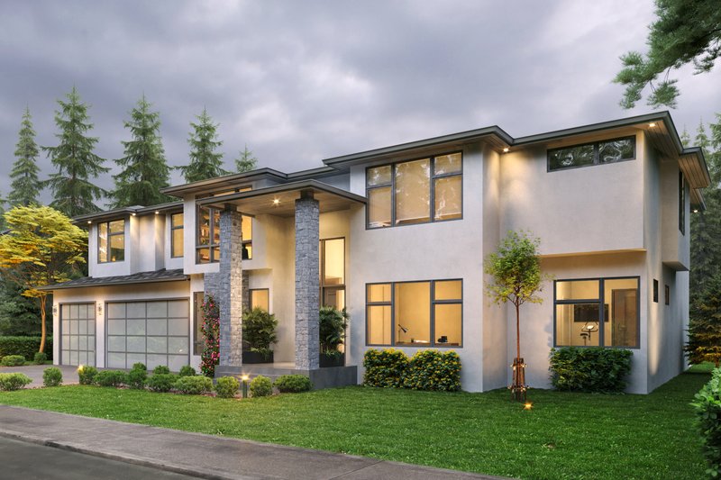 House Plan Design - Exterior - Front Elevation 4 for Contemporary House Plan #1066-233 - 5 bed, 3.5 bath
