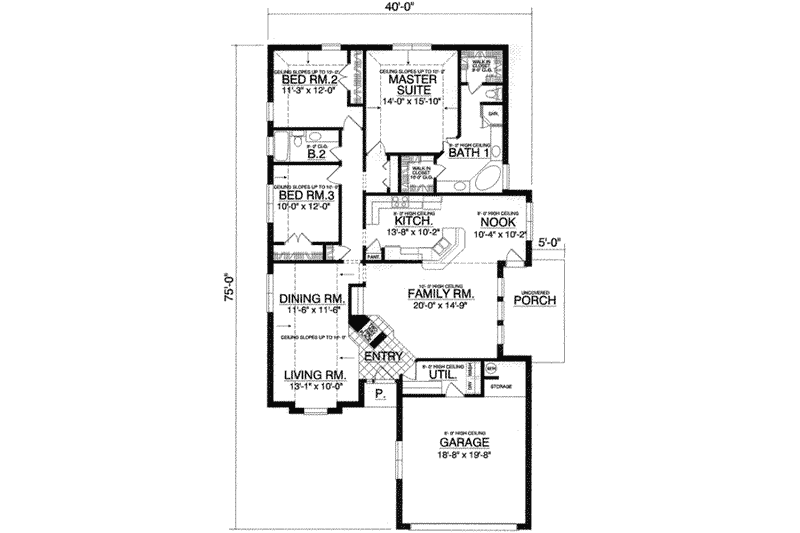 Architectural House Design - Floor Plan - Main Floor for European House Plan #40-361 - 3 bed, 2 bath