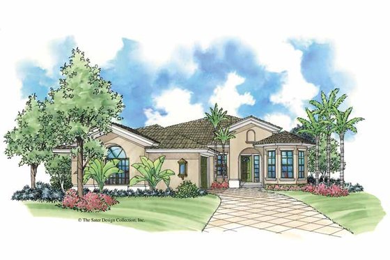 Exterior - Front Elevation 3 for Mediterranean House Plan #930-384 - 2 bed, 2 bath