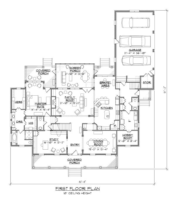 Country Floor Plan - Main Floor Plan #1054-75
