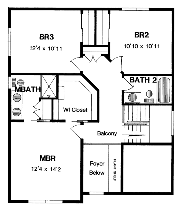 Architectural House Design - Colonial Floor Plan - Upper Floor Plan #316-252