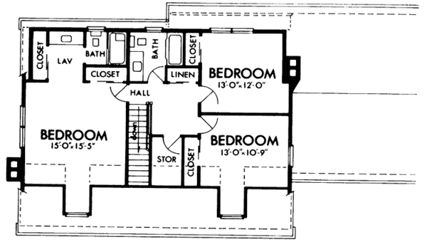 Home Plan - Colonial Floor Plan - Upper Floor Plan #320-1290