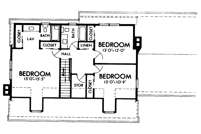 Home Plan - Floor Plan - Upper Floor for Colonial House Plan #320-1290 - 4 bed, 3 bath