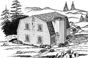 Exterior - Front Elevation 3 for Country House Plan #315-114 - 3 bed, 2 bath