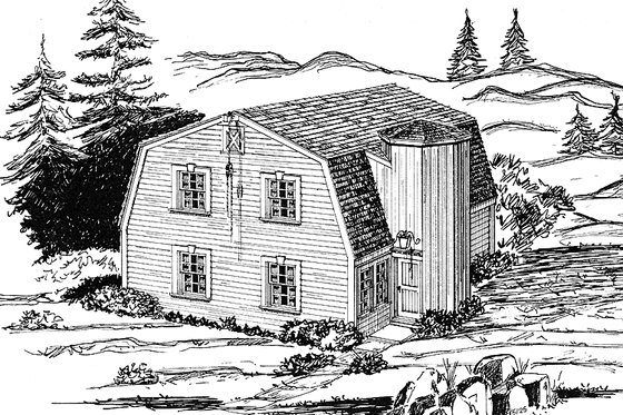 Exterior - Front Elevation 3 for Country House Plan #315-114 - 3 bed, 2 bath