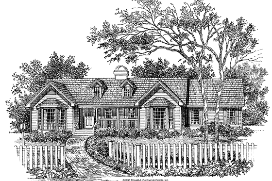 Exterior - Front Elevation 3 for Country House Plan #929-106 - 3 bed, 2 bath