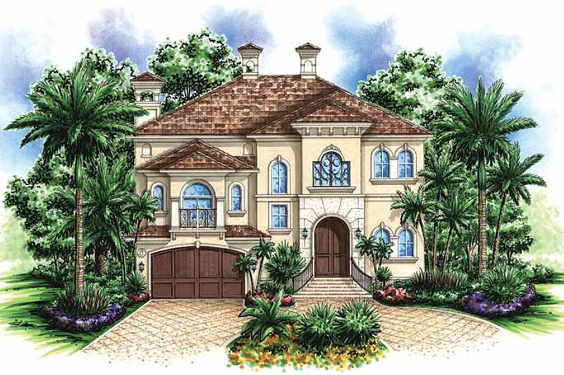 House Blueprint - Mediterranean Exterior - Front Elevation Plan #1017-37