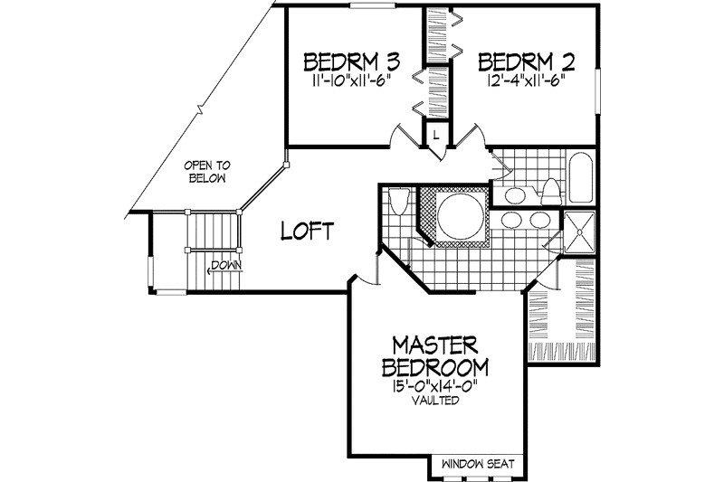 Home Plan - Floor Plan - Upper Floor for European House Plan #320-686 - 3 bed, 2.5 bath