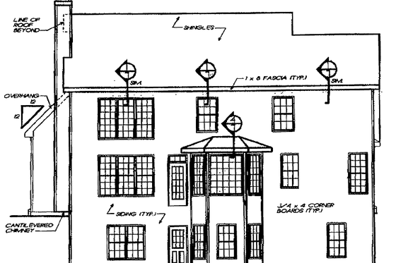 Exterior - Rear Elevation for Colonial House Plan #927-896 - 4 bed, 3 bath