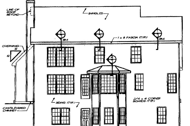 House Blueprint - Exterior - Rear Elevation for Colonial House Plan #927-896 - 4 bed, 3 bath