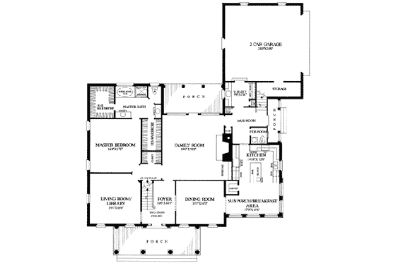 Floor Plan - Main Floor for Southern House Plan #137-197 - 4 bed, 3 bath