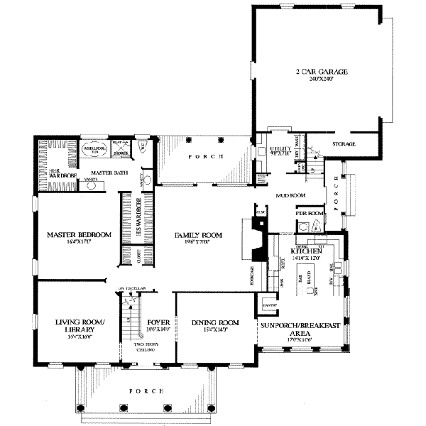 Architectural House Design - Southern Floor Plan - Main Floor Plan #137-197
