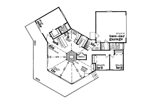 Floor Plan - Main Floor for Modern House Plan #47-602 - 3 bed, 2 bath