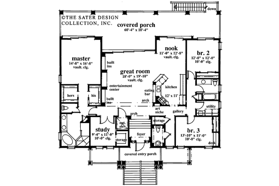 Floor Plan - Main Floor for Country House Plan #930-67 - 3 bed, 2.5 bath