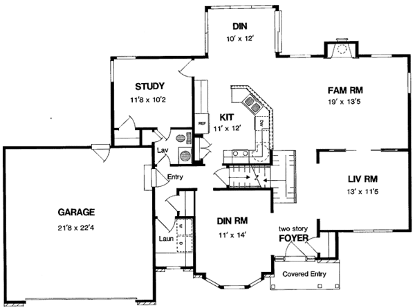 Architectural House Design - Colonial Floor Plan - Main Floor Plan #316-189