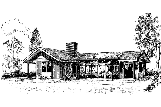Exterior - Front Elevation 3 for Contemporary House Plan #60-947 - 3 bed, 2 bath