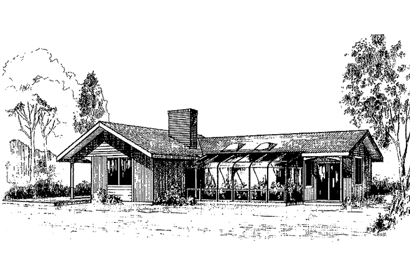 Dream House Plan - Exterior - Front Elevation 3 for Contemporary House Plan #60-947 - 3 bed, 2 bath