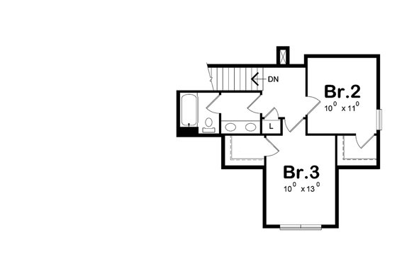 Floor Plan - Upper Floor for Craftsman House Plan #20-2261 - 3 bed, 2.5 bath