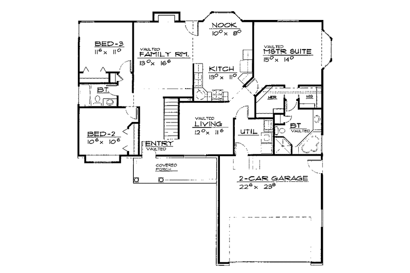 House Blueprint - Floor Plan - Main Floor for Contemporary House Plan #308-249 - 3 bed, 2 bath