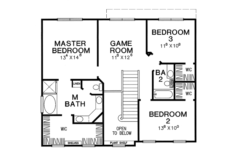 Architectural House Design - Floor Plan - Upper Floor for Craftsman House Plan #472-184 - 3 bed, 2.5 bath