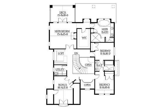 Floor Plan - Upper Floor for Craftsman House Plan #132-321 - 3 bed, 2.5 bath