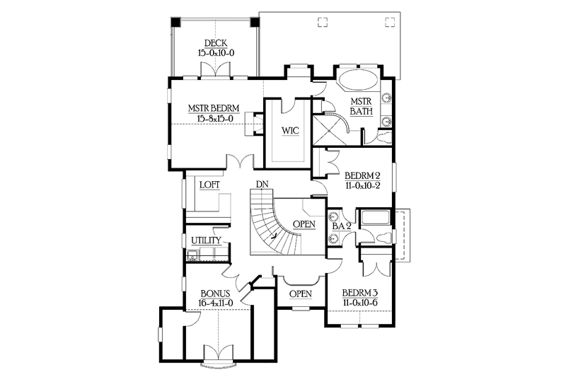Home Plan - Floor Plan - Upper Floor for Craftsman House Plan #132-321 - 3 bed, 2.5 bath