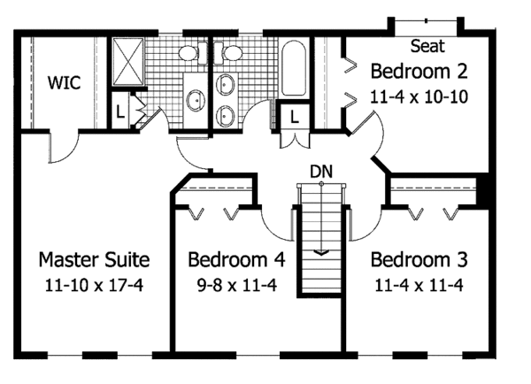 Home Plan - Colonial Floor Plan - Upper Floor Plan #51-717