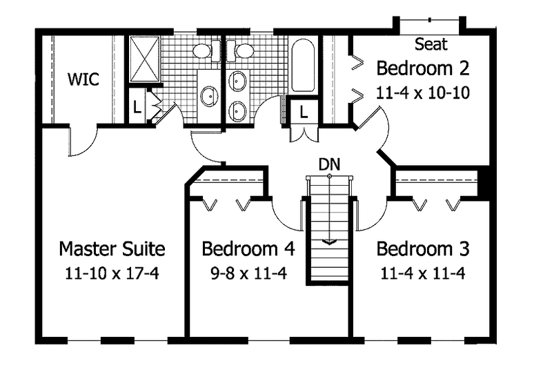 Dream House Plan - Floor Plan - Upper Floor for Colonial House Plan #51-717 - 4 bed, 2.5 bath