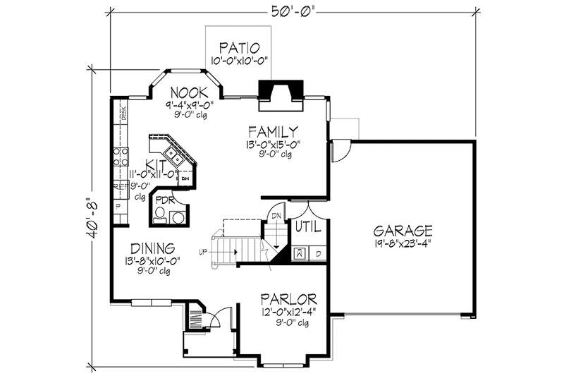 Home Plan - Floor Plan - Main Floor for Prairie House Plan #320-1417 - 4 bed, 2.5 bath