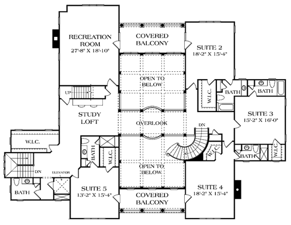 Dream House Plan - Mediterranean Floor Plan - Upper Floor Plan #453-604
