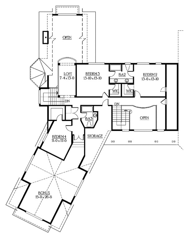 Craftsman Floor Plan - Upper Floor Plan #132-519