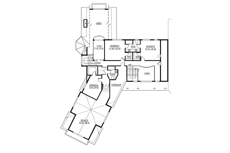 House Blueprint - Floor Plan - Upper Floor for Craftsman House Plan #132-519 - 4 bed, 4.5 bath