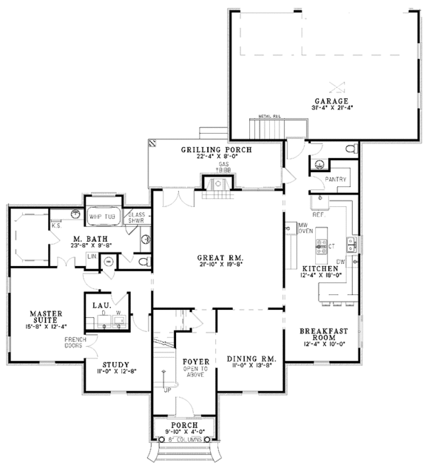 House Design - Colonial Floor Plan - Main Floor Plan #17-3208