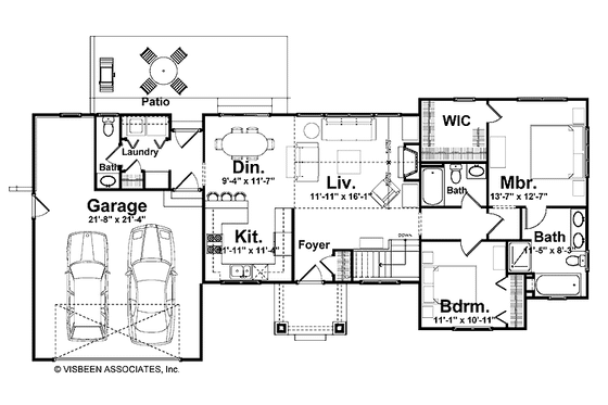 Floor Plan - Main Floor for Craftsman House Plan #928-134 - 2 bed, 2.5 bath