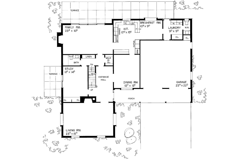 Dream House Plan - Floor Plan - Main Floor for Country House Plan #72-550 - 6 bed, 4.5 bath