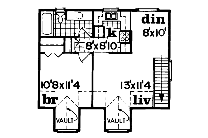 House Design - Floor Plan - Upper Floor House Plan #47-1078 - 1 bed, 1 bath