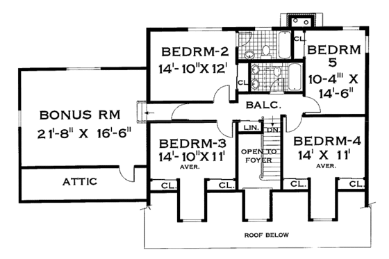 Floor Plan - Upper Floor for Farmhouse House Plan #3-262 - 5 bed, 3.5 bath