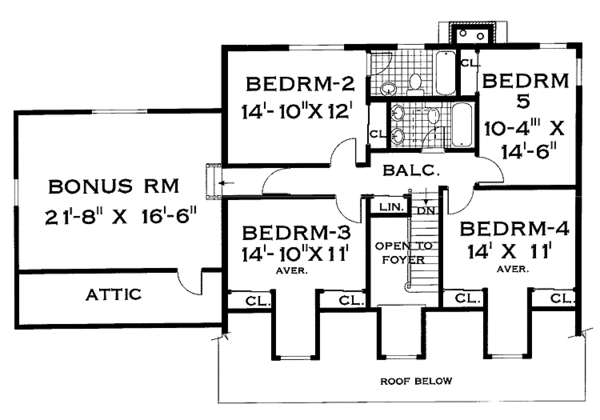 House Design - Colonial Floor Plan - Upper Floor Plan #3-262