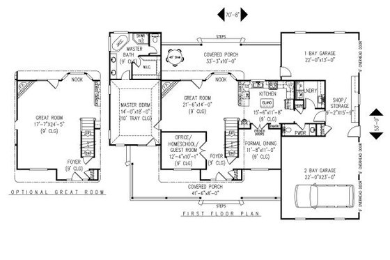 Floor Plan - Main Floor for Country House Plan #11-223 - 4 bed, 2.5 bath