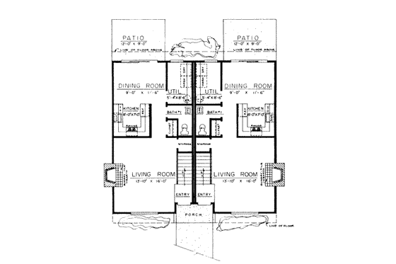 Floor Plan - Main Floor for Modern House Plan #303-235 - 3 bed, 1.5 bath