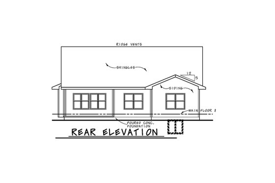 Exterior - Rear Elevation for Country House Plan #20-2532 - 3 bed, 2 bath