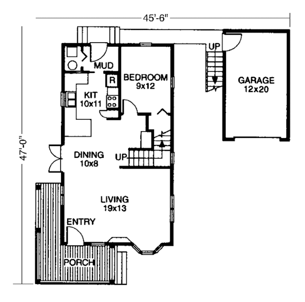 House Design - Country Floor Plan - Main Floor Plan #960-1