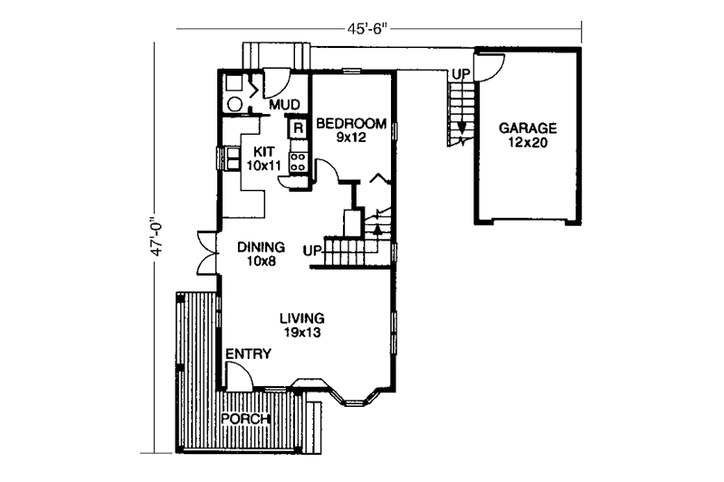 Dream House Plan - Floor Plan - Main Floor for Country House Plan #960-1 - 3 bed, 2 bath