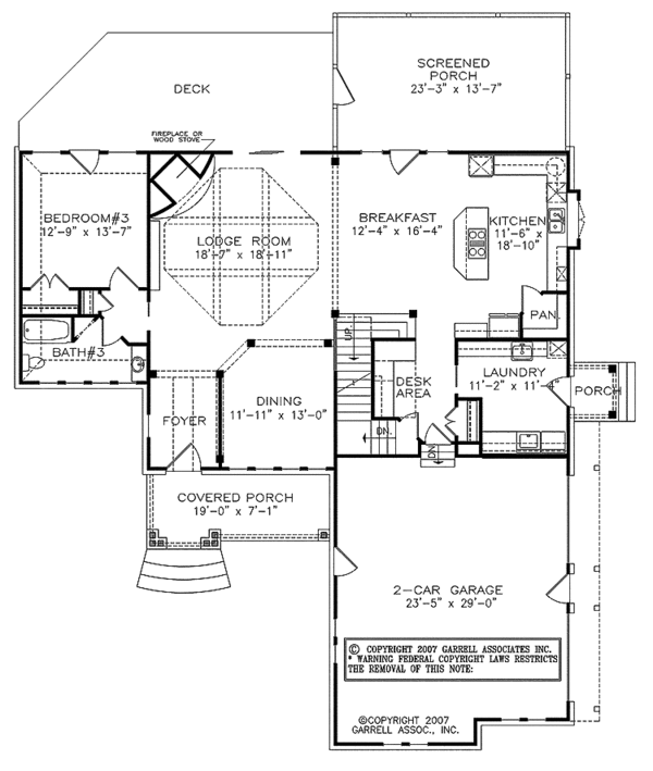 Architectural House Design - Craftsman Floor Plan - Main Floor Plan #54-264