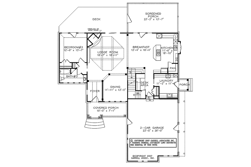 Home Plan - Floor Plan - Main Floor for Craftsman House Plan #54-264 - 3 bed, 3 bath