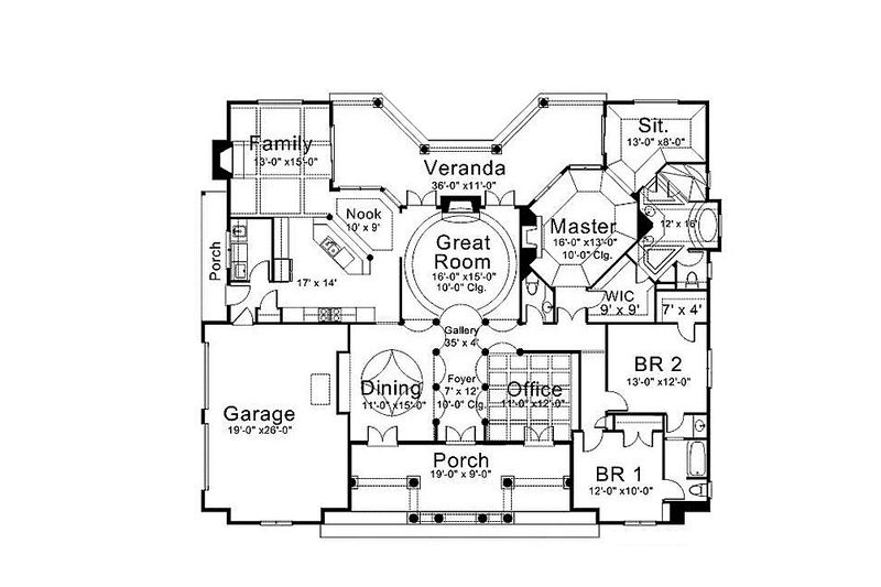 Architectural House Design - Floor Plan - Main Floor for Colonial House Plan #119-410 - 3 bed, 2.5 bath