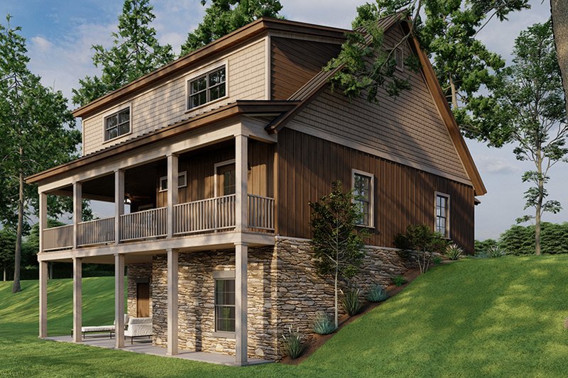 Architectural House Design - Exterior - Rear Elevation 2 for Cottage House Plan #923-322 - 3 bed, 3 bath