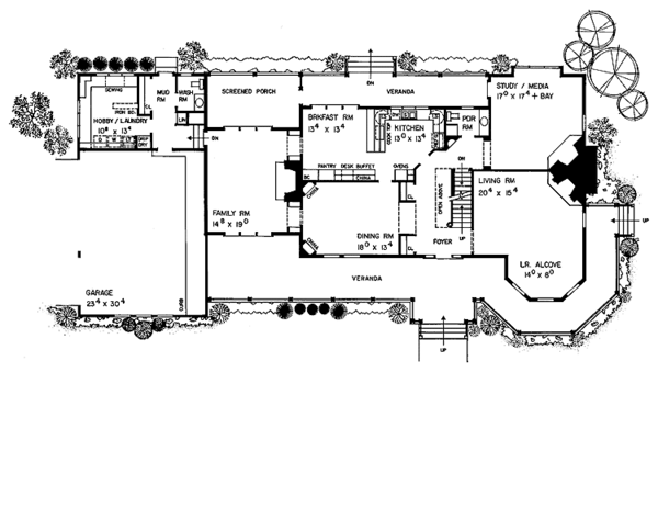 Architectural House Design - Victorian Floor Plan - Main Floor Plan #72-889