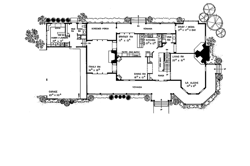 Home Plan - Floor Plan - Main Floor for Victorian House Plan #72-889 - 4 bed, 3 bath