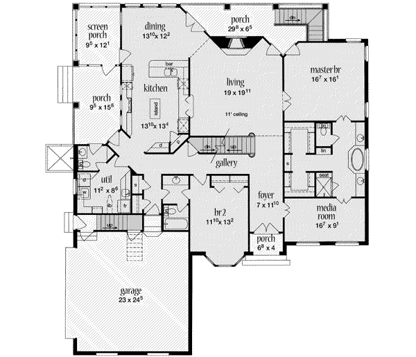 Architectural House Design - European Floor Plan - Main Floor Plan #36-452